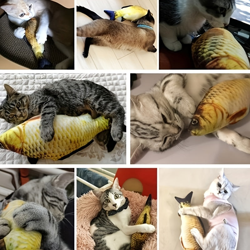 1pc Fish Shape Cat Toy For Cats Plush Stuffed Puppy Toy 3D Soft Plush Fish Cat Chewing Toys Durable And Professional Kitten Teasing Toys For Halloween Christmas Birthday Gift Pets Accessories