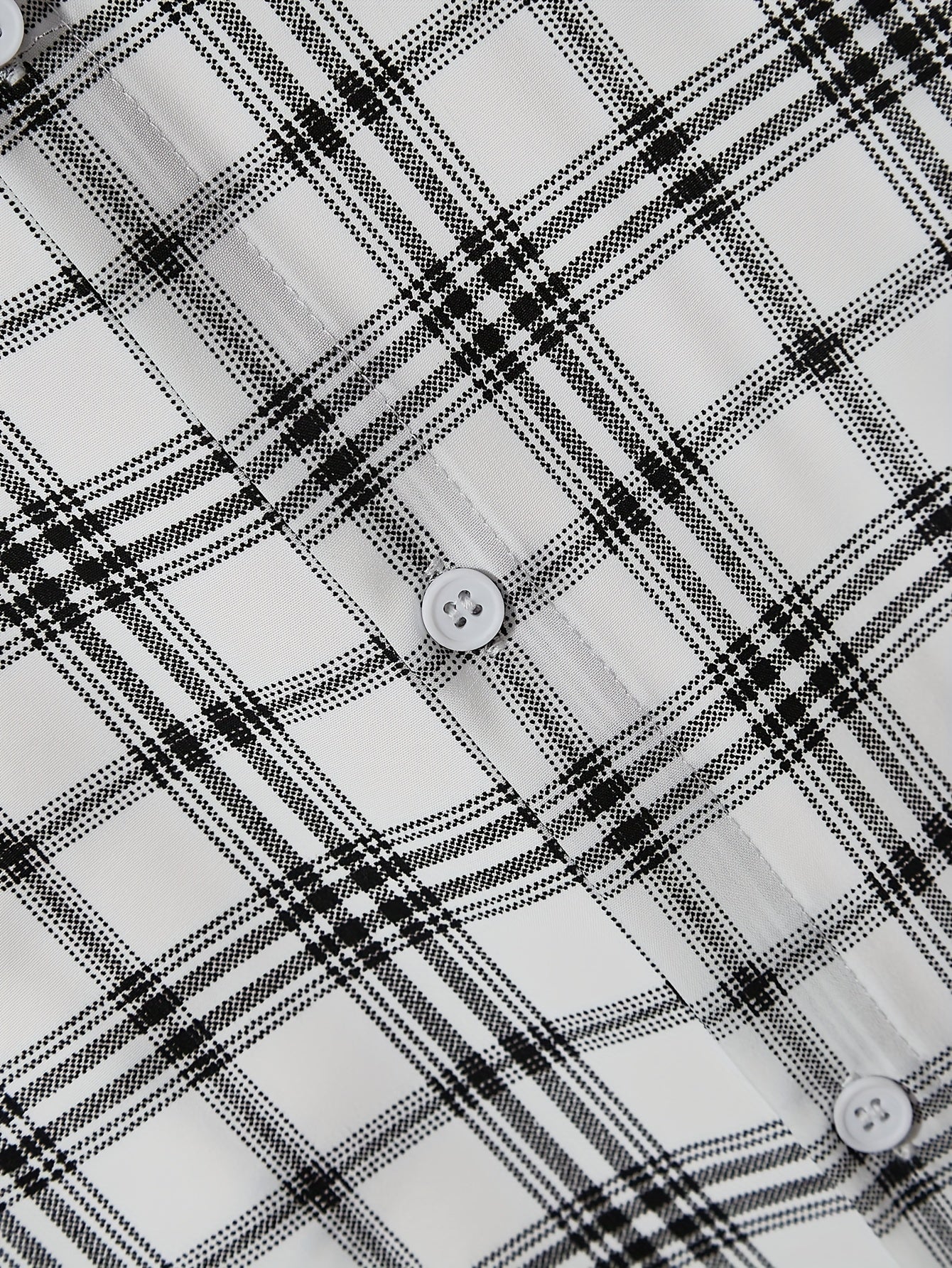 Men's Plaid Pattern Print Lapel Collar Dress Shirts With Chest Pocket,