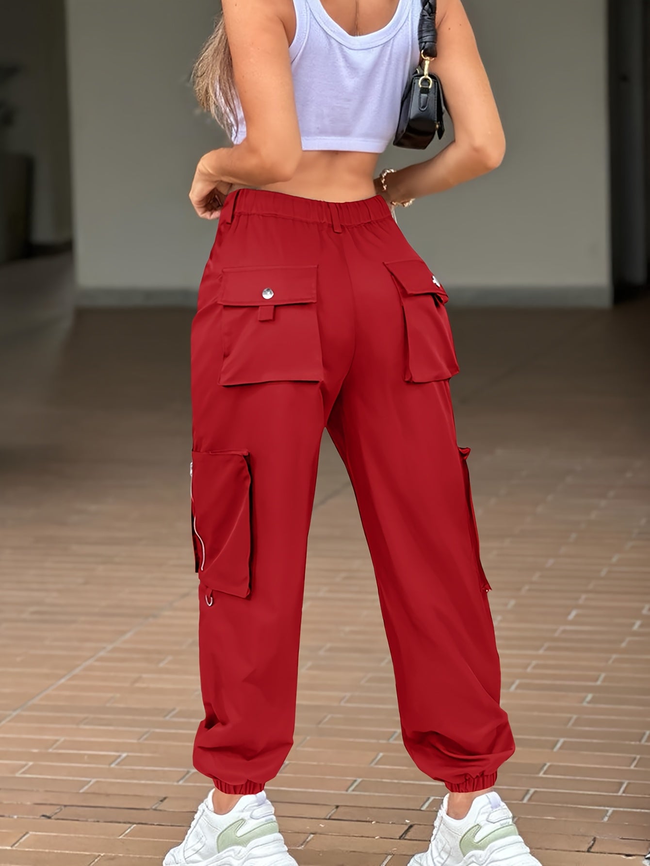 SwaKAKI Women's High-Waist Cargo Tapered Pants we Gre, /MH