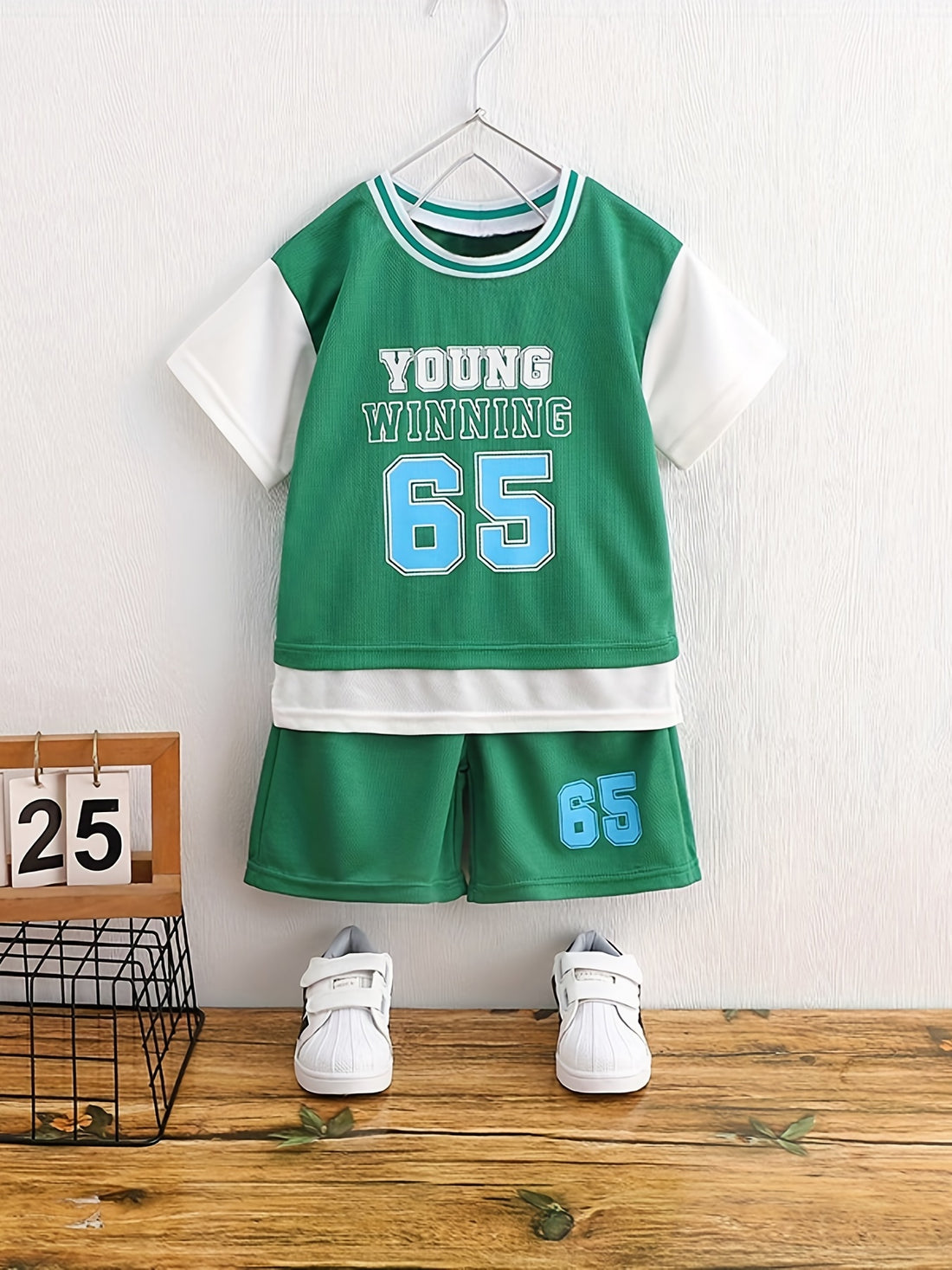 Boys "Young Winning" Number "65" Casual Outfit Round Neck T-shirt.
