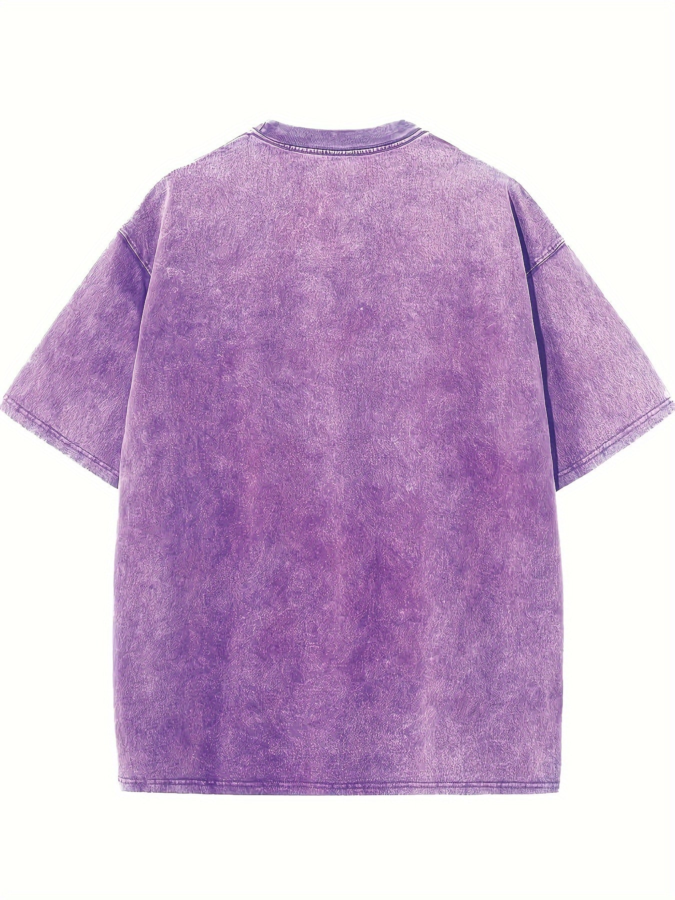 1pc Vintage Style Tie Dye T-Shirt, 100% Cotton Heavyweight Washed Distressed, Unisex Crew Neck Loose Fit, Casual Summer Tee with Slight Stretch for Men and Women