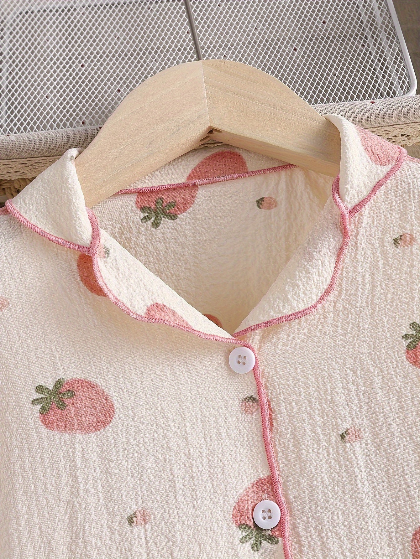 2 Pcs Baby Girls Cute Strawberry Pattern Long Sleeve Shirts & Pants Pajama Set,