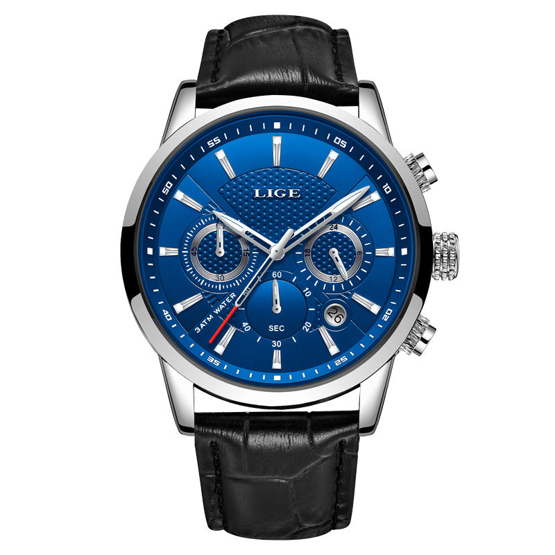Watches Mens  LIGE Top Brand Luxury Casual Faux Leather Quartz Men's