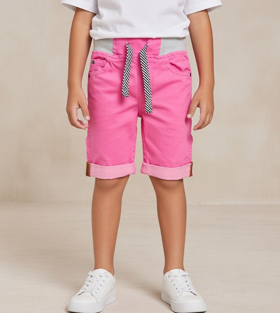 Unisex Kids Urban Drawstring Twill Super Stretch Cotton Shorts | Size (4-14Years) | MH
