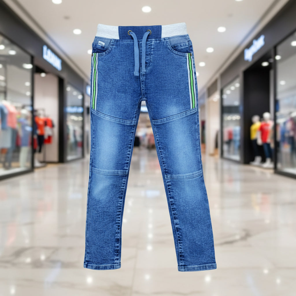 Children’s Blue Denim Jogger Jeans 7-12 Years - Relaxed Fit Jeans with Side Detail | MH