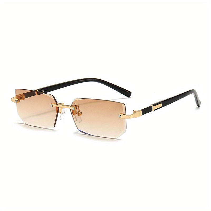 Rimless Rectangle Fashion Metal Shades Eyeglasses Small Women .