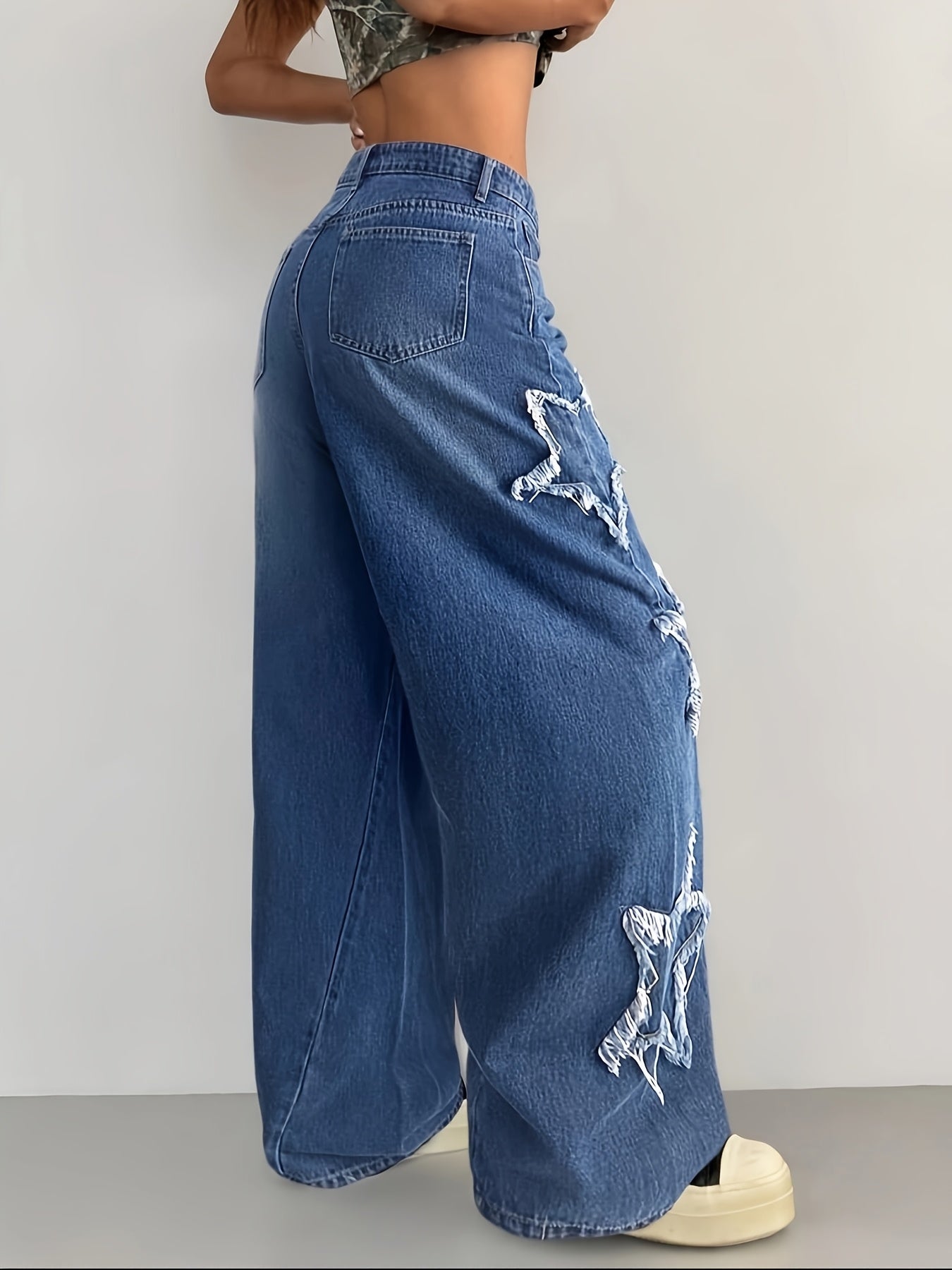 Women'S High-Waist Distressed Wide-Leg Jeans - /MH