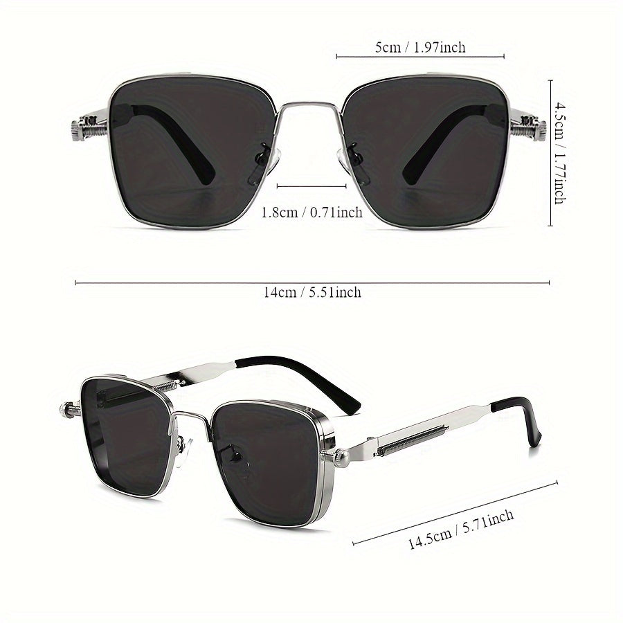 Cool Steampunk Square Metal Frame Glasses With Spring For Men And Women /