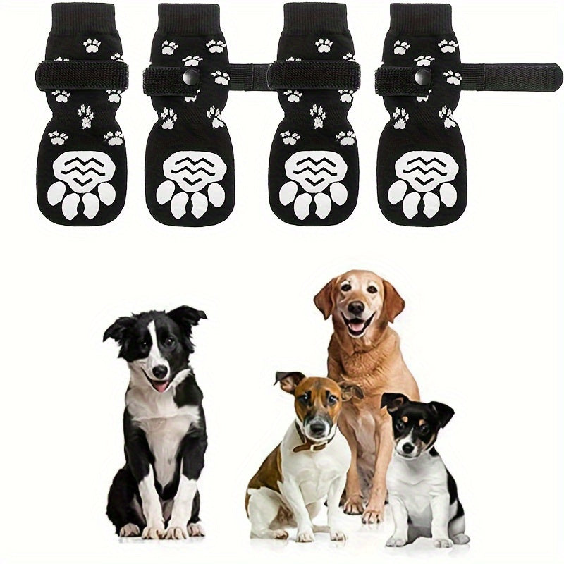 4pcs Waterproof Dog Non-slip Socks Shoes, Breathable Outdoor Accessories.MH