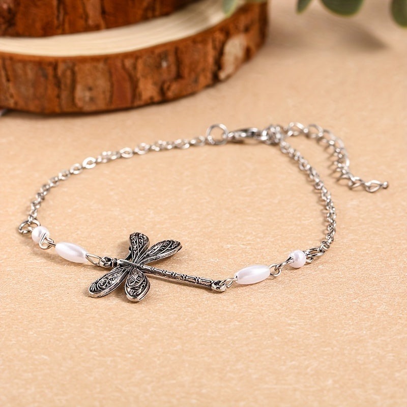 [Thin Chain Dragonfly Anklet Minimalist] Simple Dragonfly Insect Thin Chain Anklet Minimalist Ankle Bracelet For Women