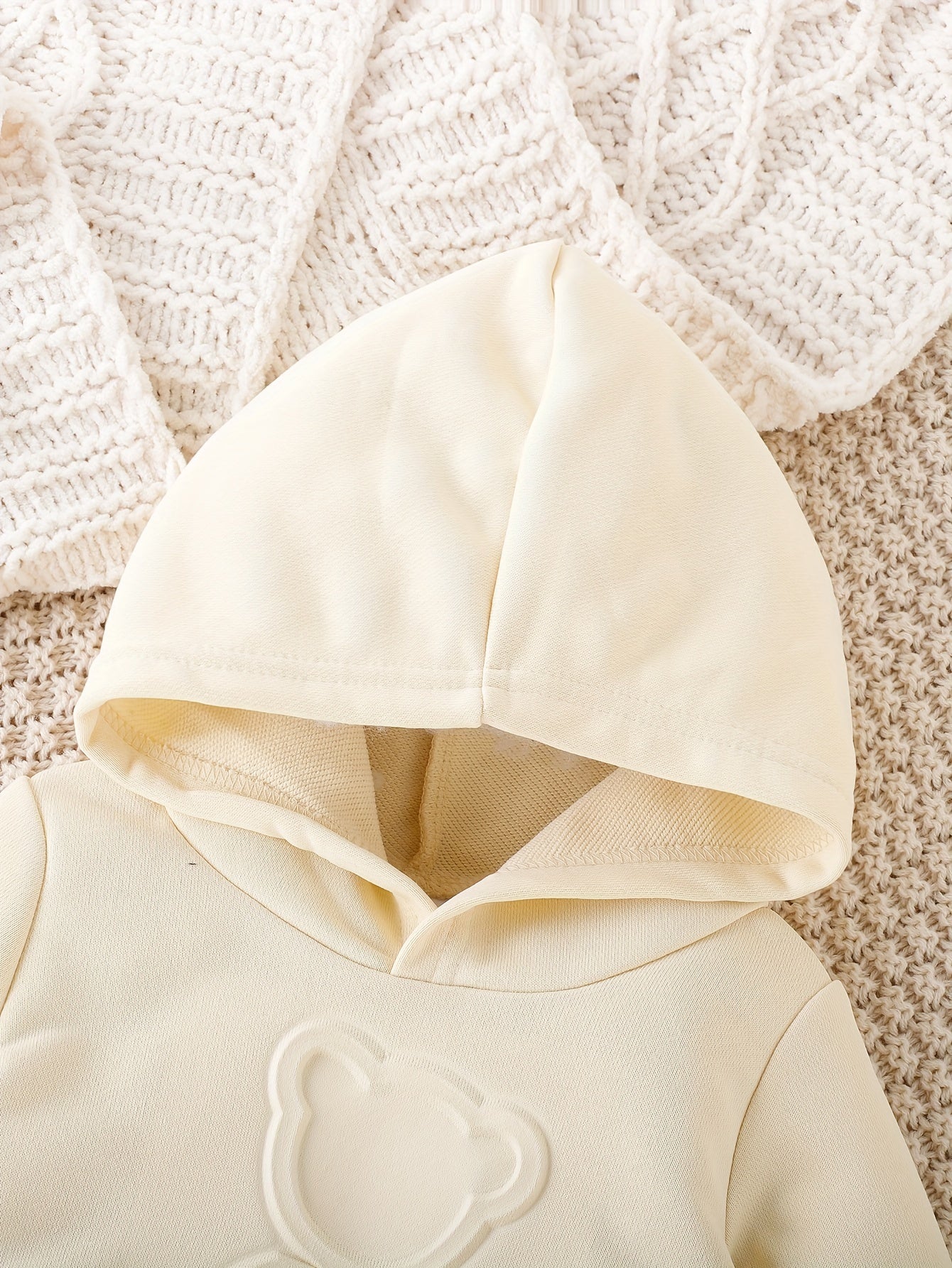 Baby Boy Cute Bear Embossed Two-pieces Set, Kids Hoodie & Pants Casual Outfits