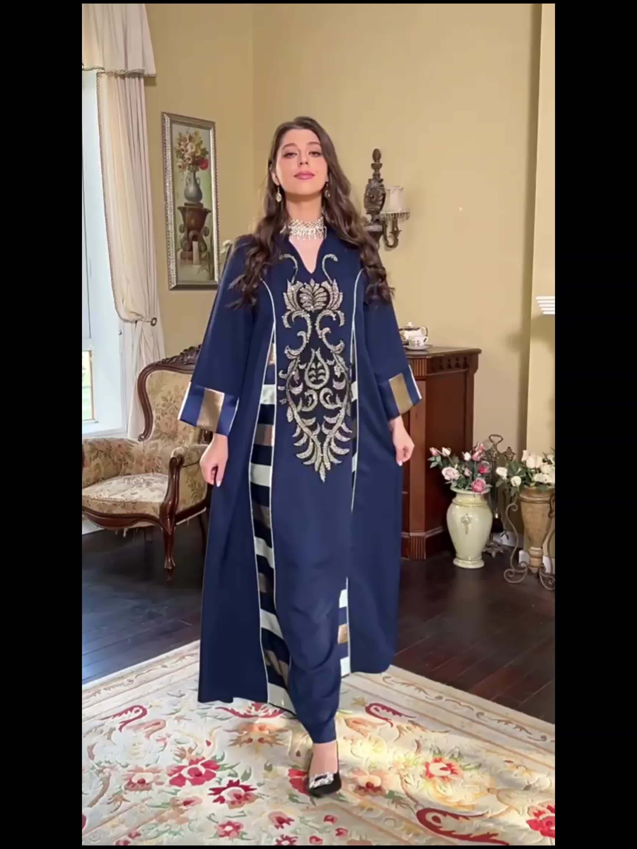 Oriented Spot Middle East Dubai Muslim Women's Abaya Long Dress ./MH