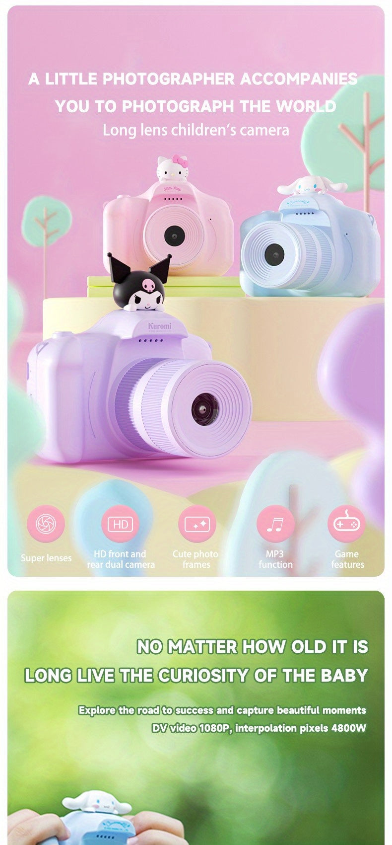 Sanrio Cinnamoroll HelloKitty X1 Digital Camera Front And Back HD