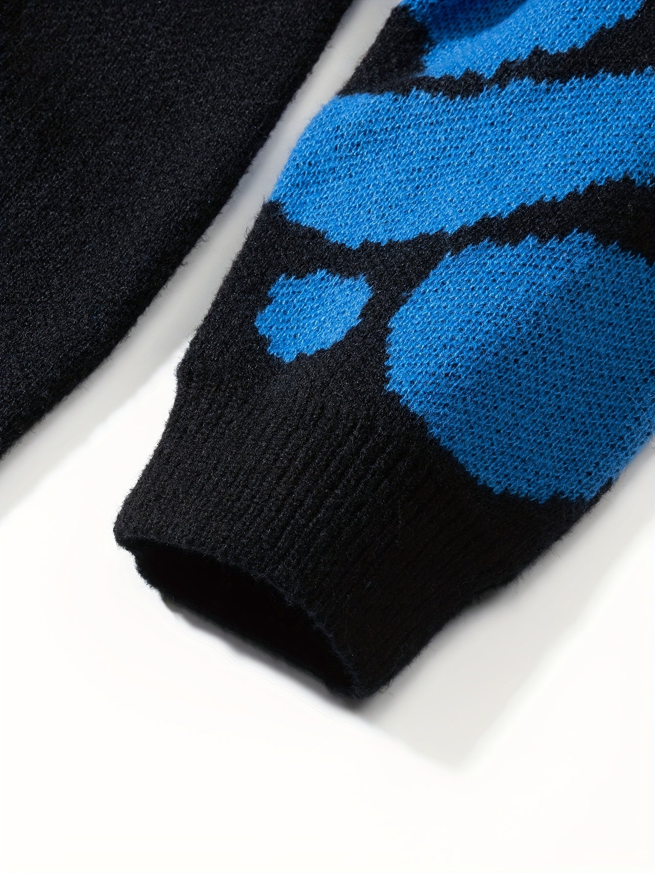 Trendy Pattern Knitted Sweater, Men's Casual Warm Slightly Stretch.