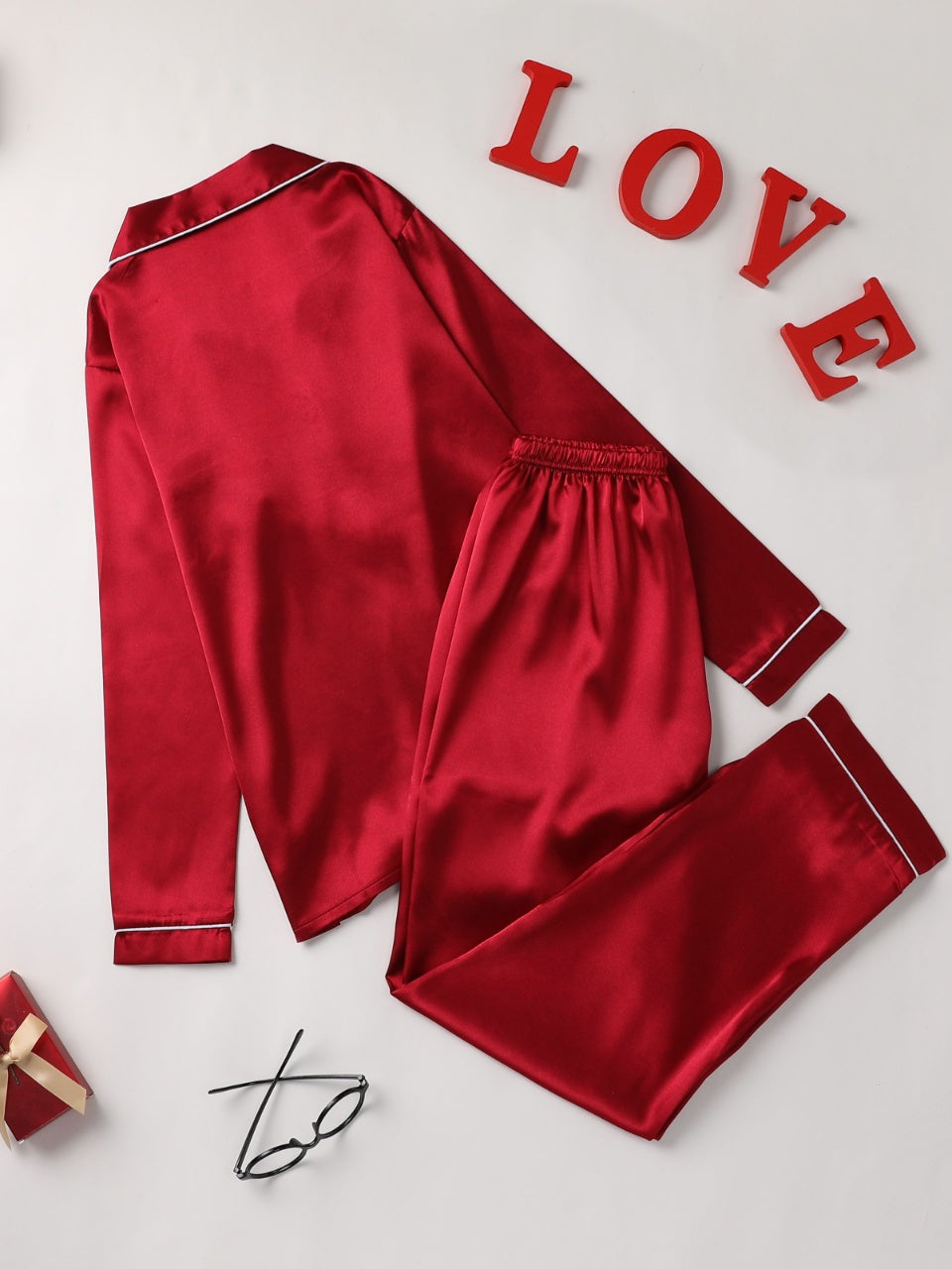 Cozy Solid Pajama Set - Soft Long Sleeve Button.