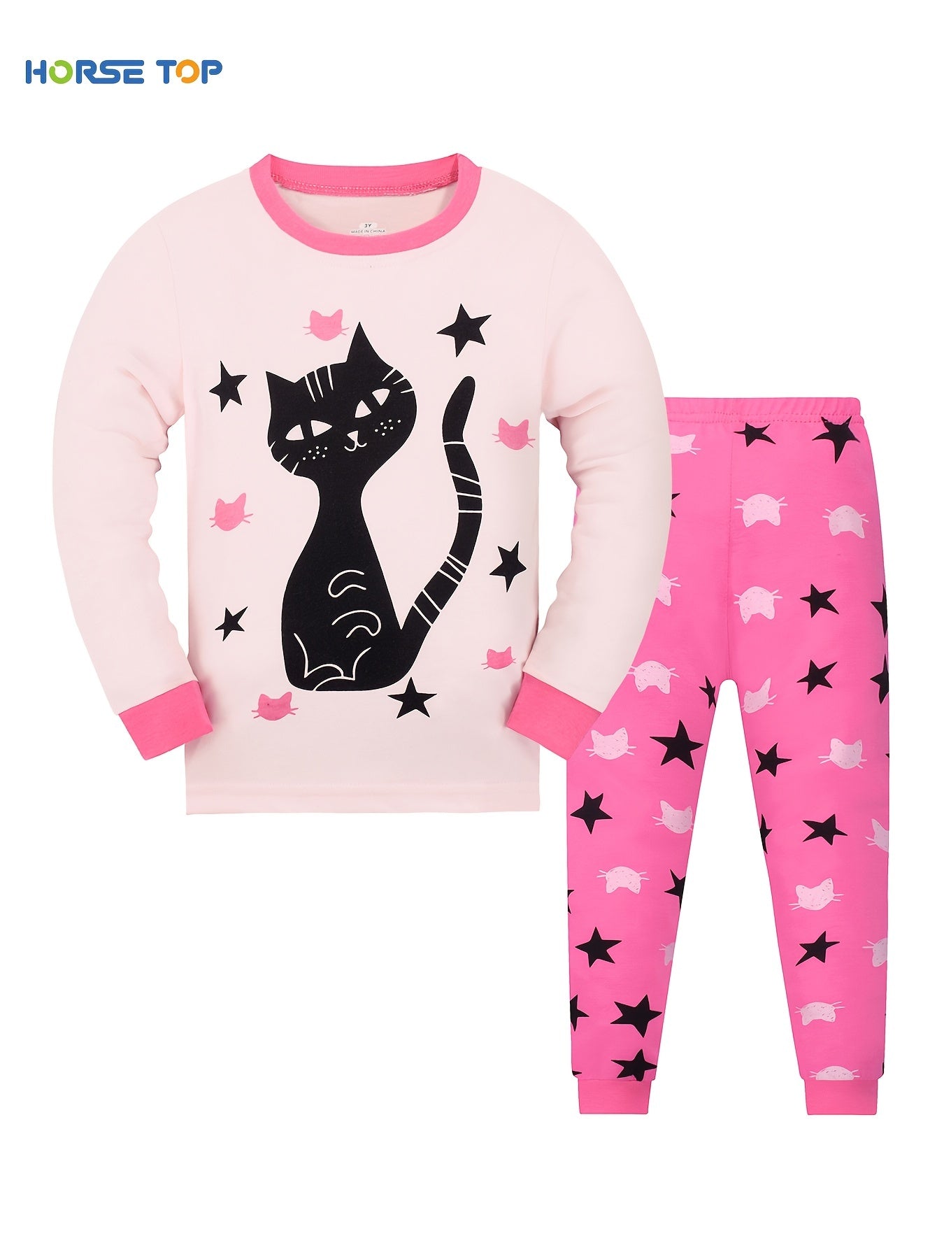 Kid's 2pcs Pajamas, Long Sleeve Top & Pants Set,