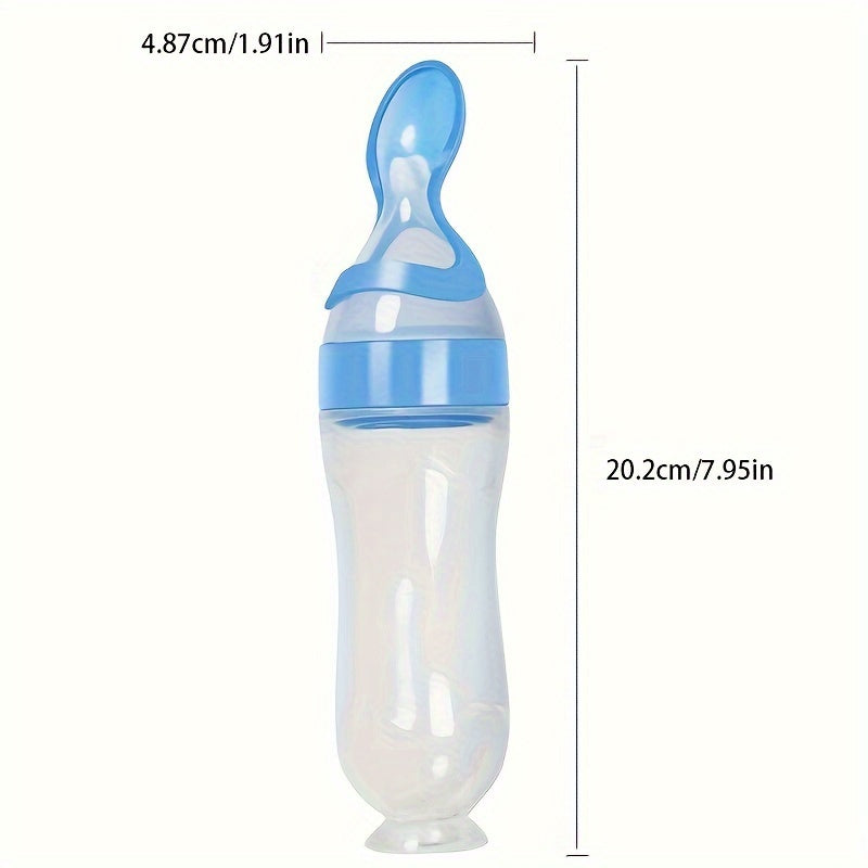 Food Feeder, Silicone Feeding Bottle With Spoon And Suction, Food Processor, 90ml Food Rice Paste Spoon Tableware, Halloween, Thanksgiving, Christmas Gift Easter Gift