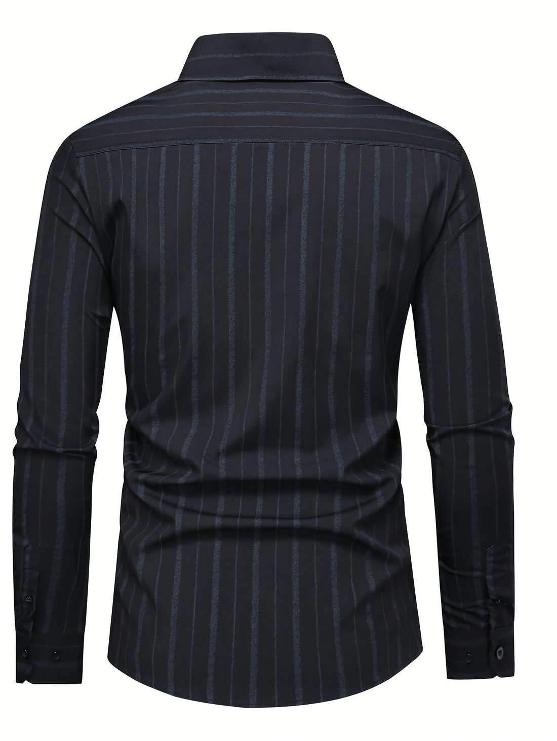 Men's Striped Lapel Collar Design Dress Shirts,