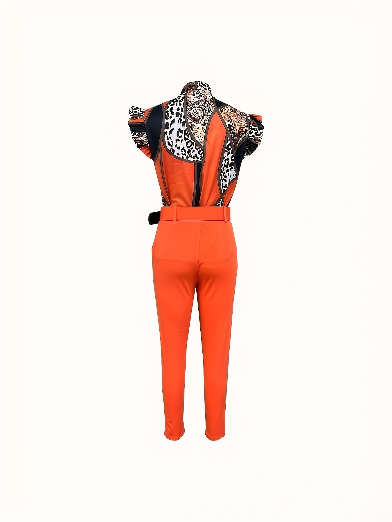 Leopard Print Colorblock Two-piece Set,
