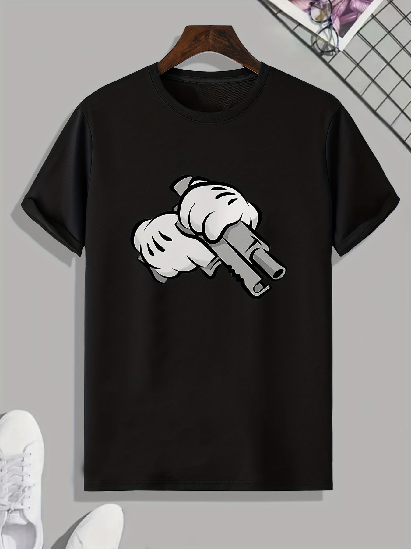 Be Loaded Cartoon Print Men's Crew Neck Short Sleeve T-shirt
