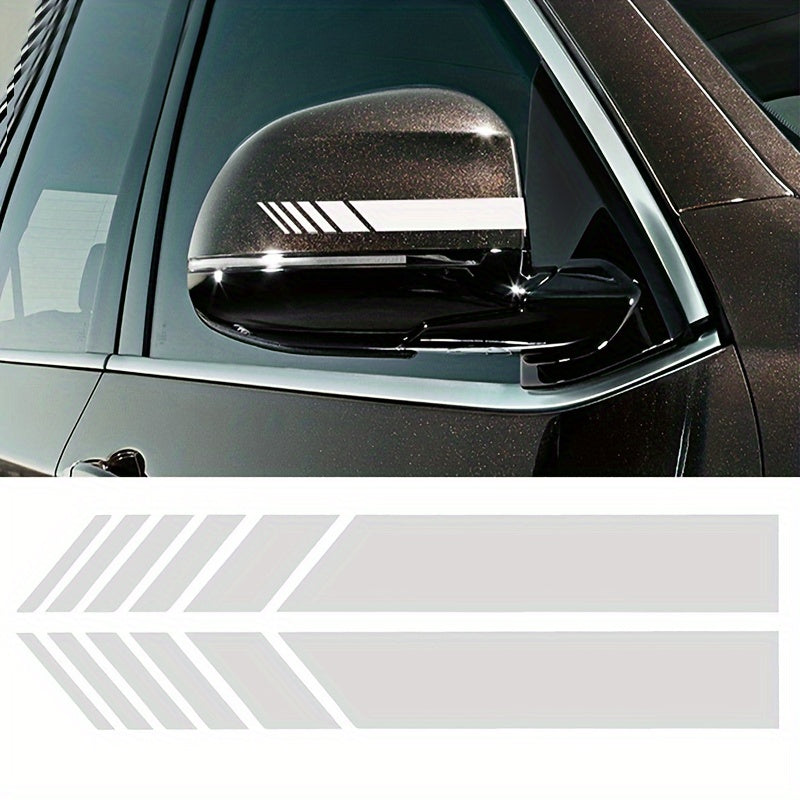 2-Piece Premium Pe Car Decals - Stylish Rearview Mirror & Side Stripe Accents For Enhanced Vehicle Appearance