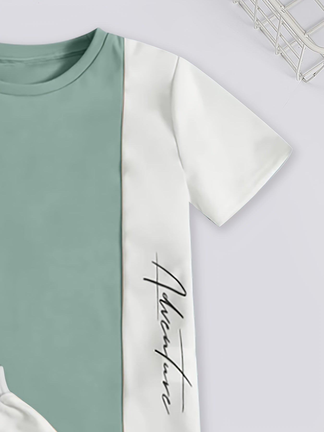 2pcs Boy's Trendy Color Block Short-sleeve Outfit,