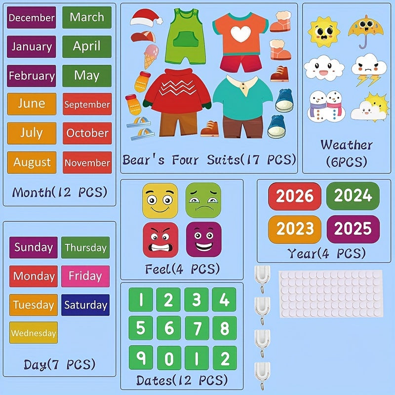 My First Daily Calendar - Preschool Classroom Essentials, Circle Time Learning Center, Week Chart For Children To Learn, Classroom Calendar For Kids Halloween Christmas Gift