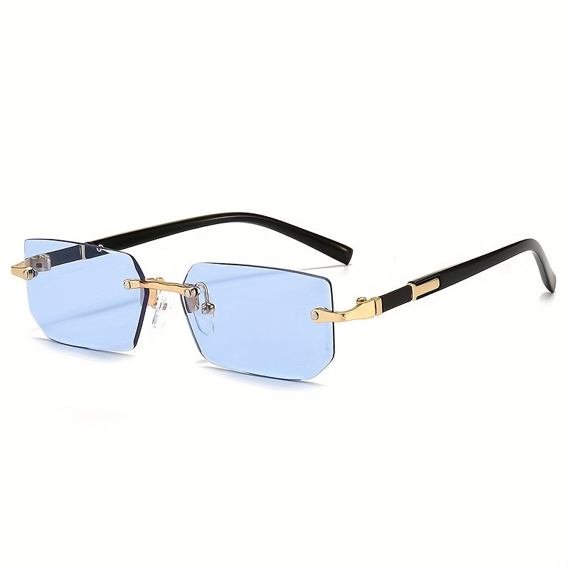 Rimless Rectangle Fashion Metal Shades Eyeglasses Small Women .