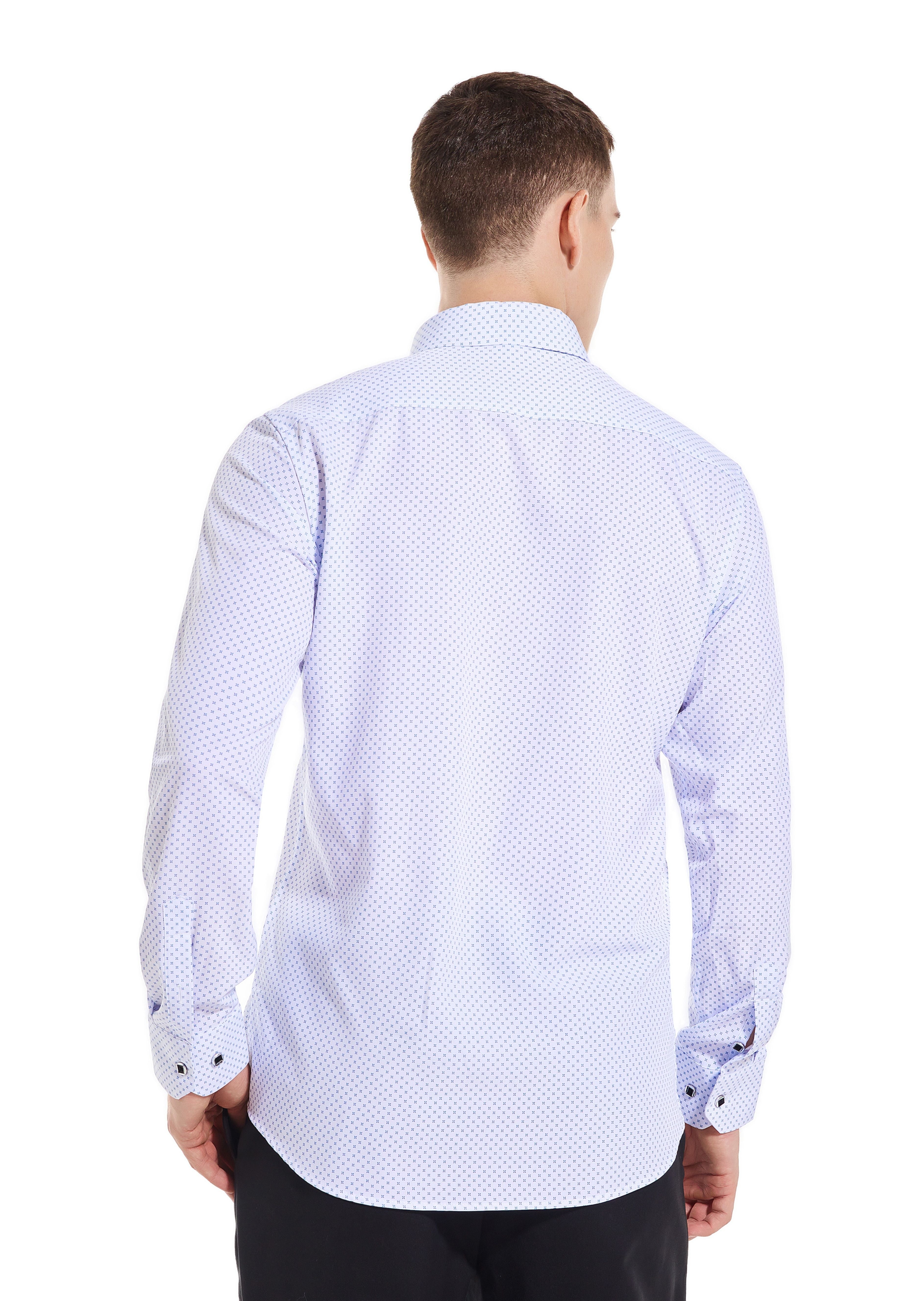 Men's Little Flowers Pattern Allover Print Lapel Collar Design Dress Shirts,