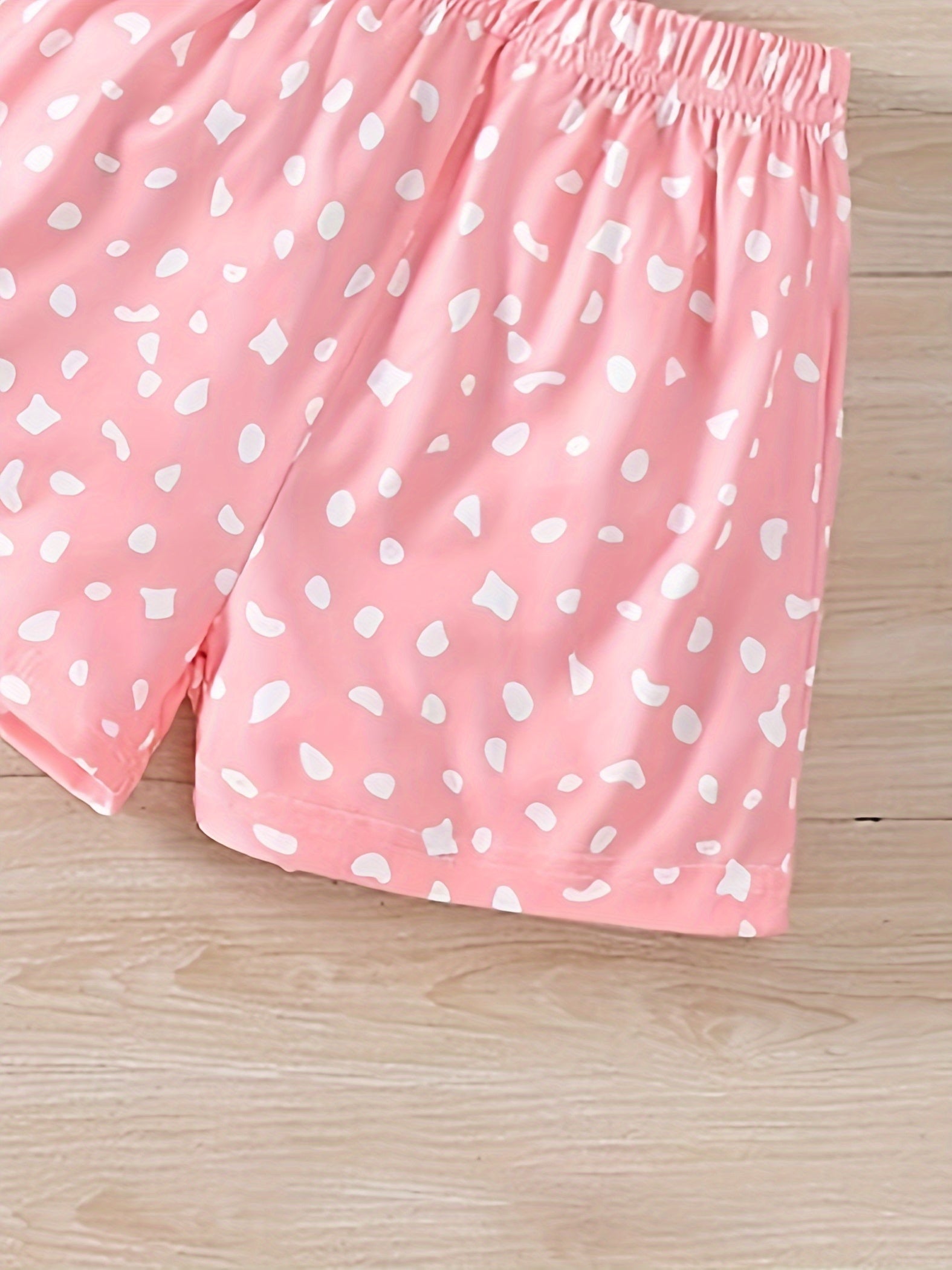 2pcs Girls Cute Underwear Sets, Cute Kitten Print Short Shirts & Shorts,