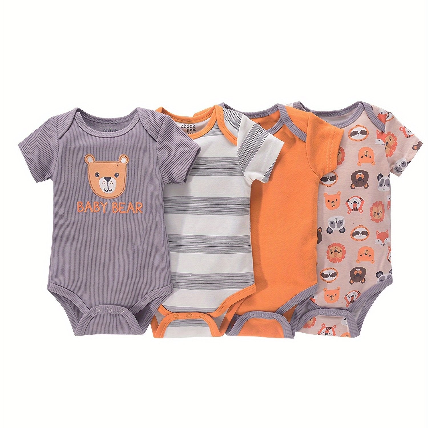 Newborn Baby Short Sleeve One-Piece Suit 4pcs Set .