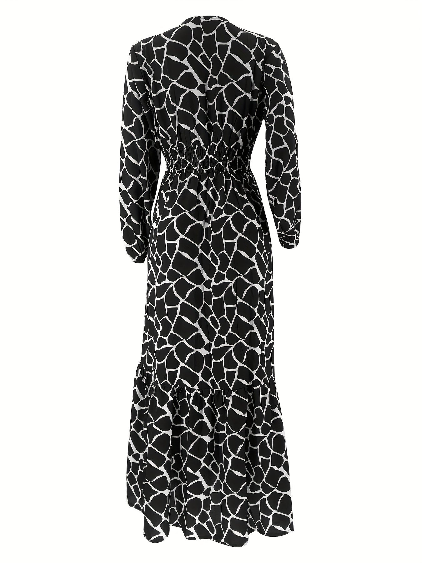 Allover Print Maxi Kaftan Dress, Casual Long Sleeve '/MH