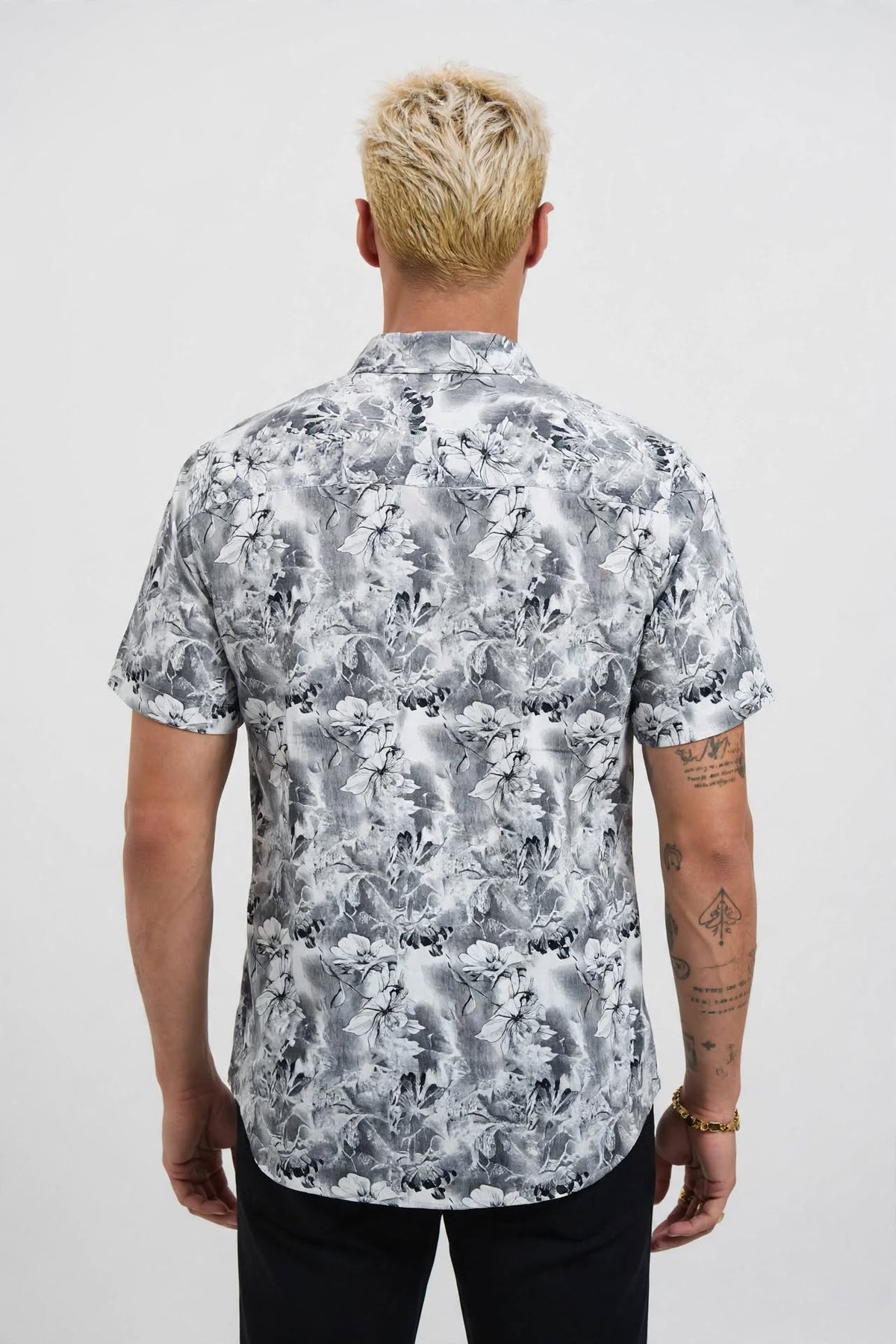 Men's Sky Blue & Navy Tropical Print Shirt | Breathable Summer Cotton (Sizes S-XL) | MH