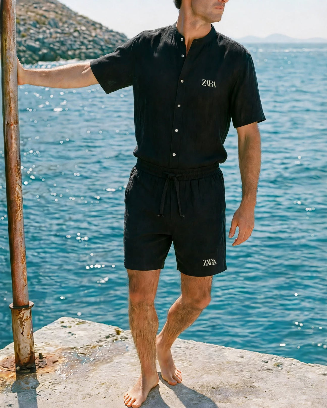 Men’s Premium Textured Band Collar Shirt & Shorts Co-ord Set | Half Sleeve Summer Set | M–XXL