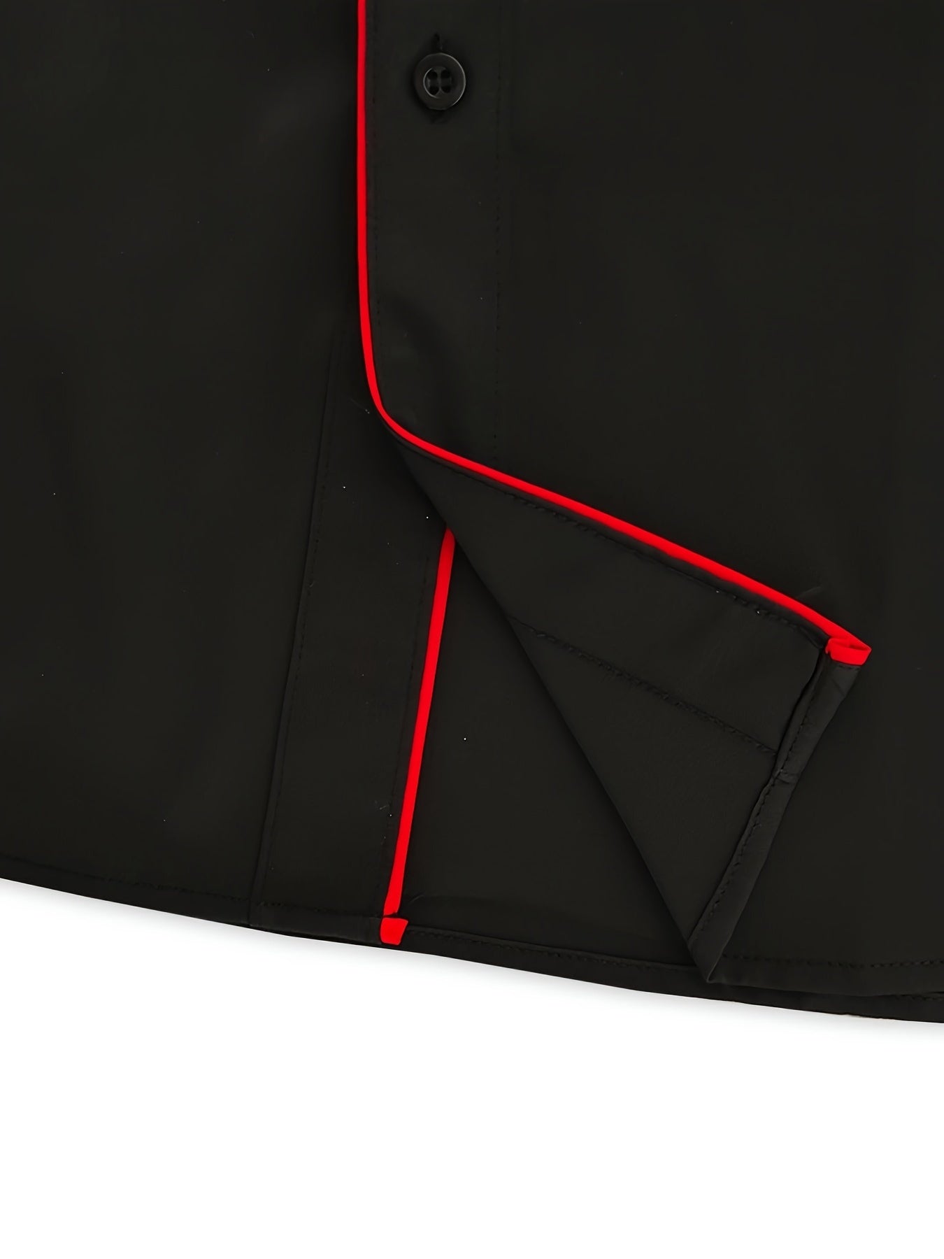 Men's Red Trim Design Lapel Collar Design Dress Shirts,