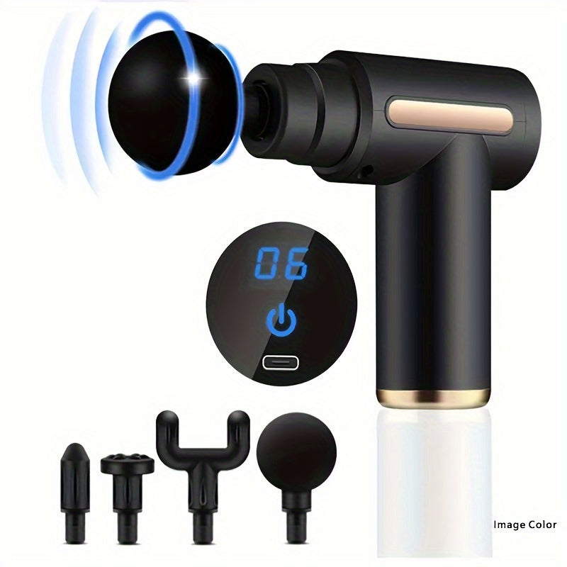 1pc Massage Gun, Deep Tissue Muscle Handheld Impact Massager, Suitable For Body, Back, And Neck Massage Relaxation, Ultra Compact And Elegant Design, High Torque Power Supply, Father's Day Gift For Dad