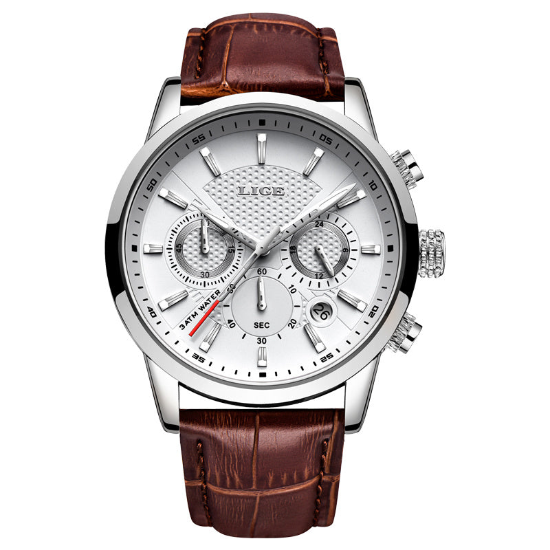 Watches Mens  LIGE Top Brand Luxury Casual Faux Leather Quartz Men's