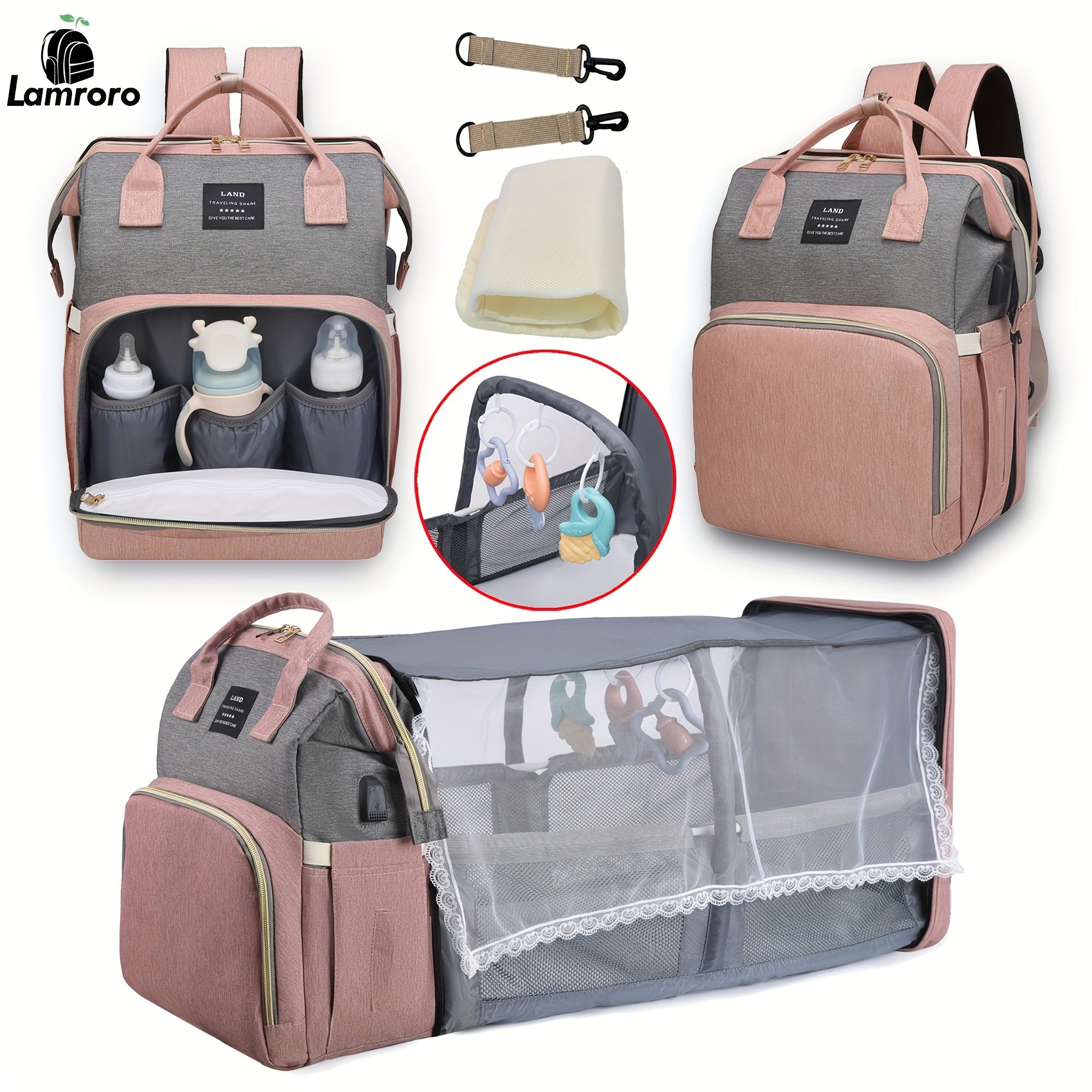 Lamroro The Ultimate Diaper Bag Backpack:, Large Capacity,