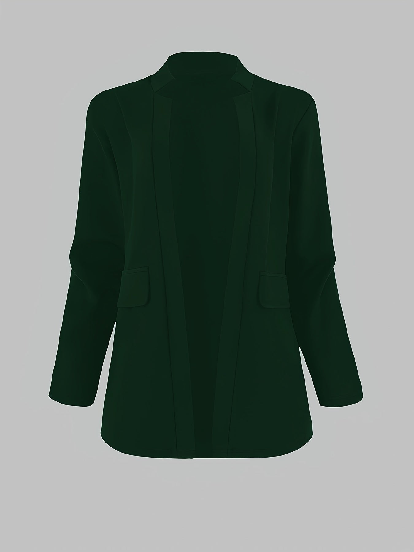 Solid Open Front Blazer, Casual Long Sleeve Blazer For Office,
