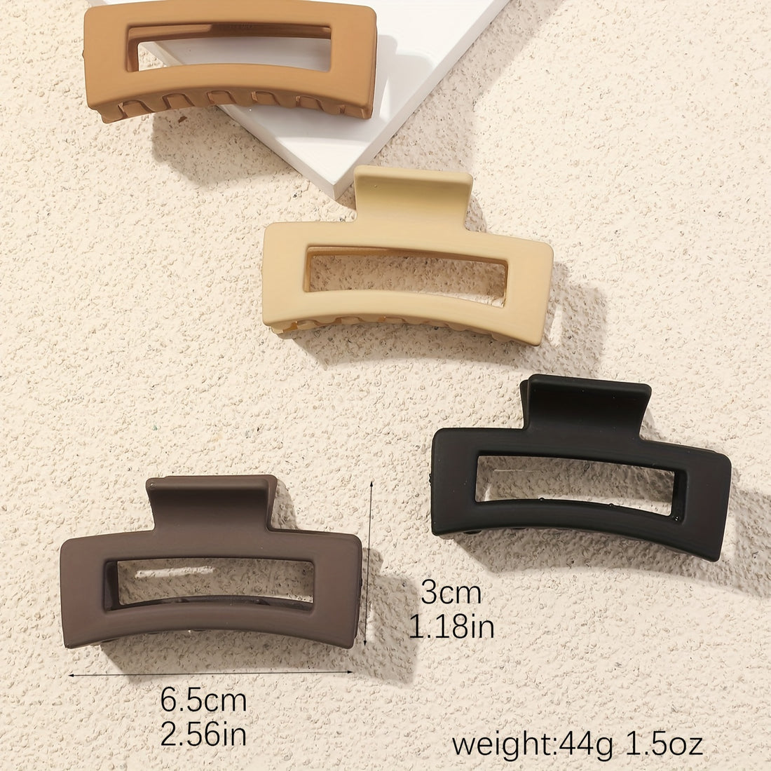 4pcs Solid Color Hollow Out Rectangular Hair Claw Clips Large Rectangular Hair Grab Clips Trendy Hair Accessories For Women And daily use