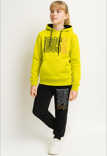 Neon Yellow BOSS Athletics Tracksuit for Kids. MH