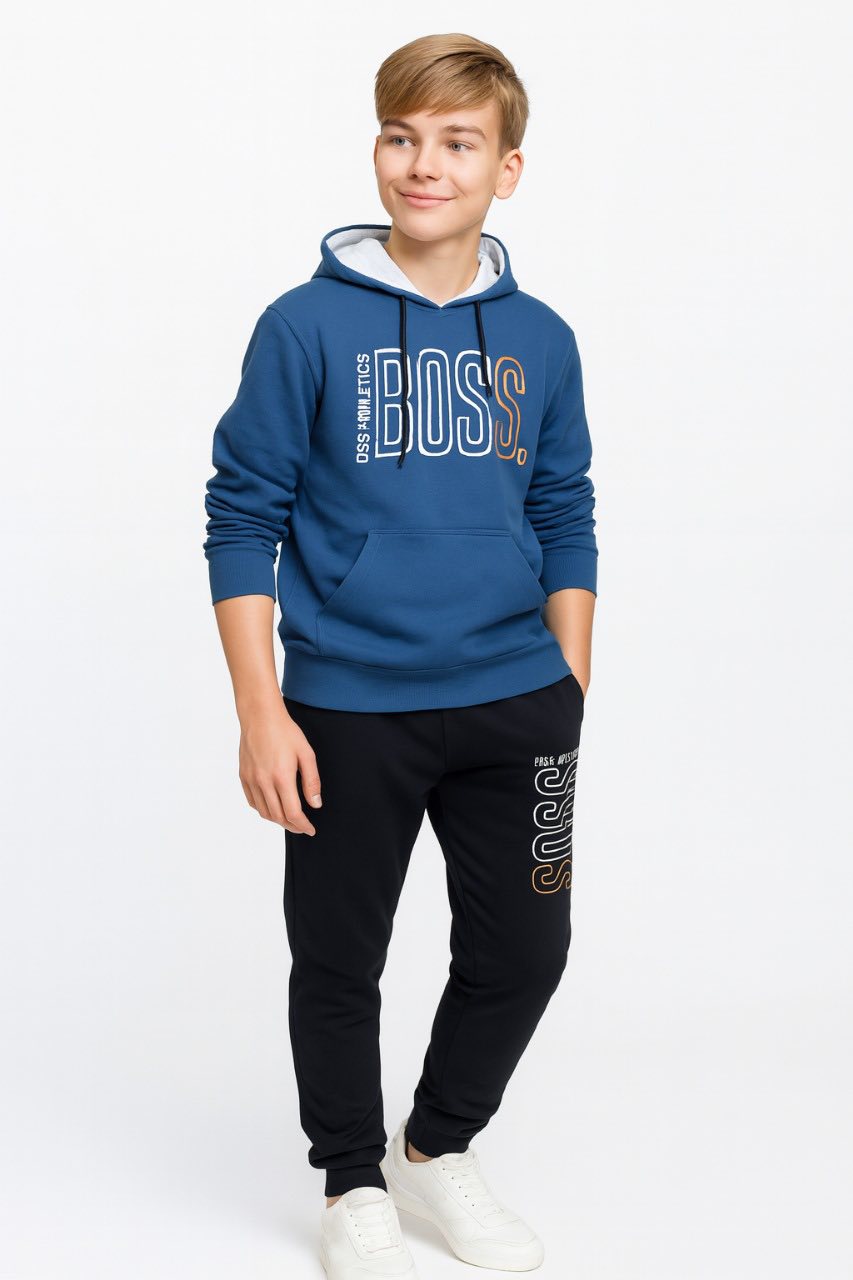 Boys' 'BOSS' Athleisure Fleece Hoodie & Joggers Tracksuit Set (Ages 9-16)/MH