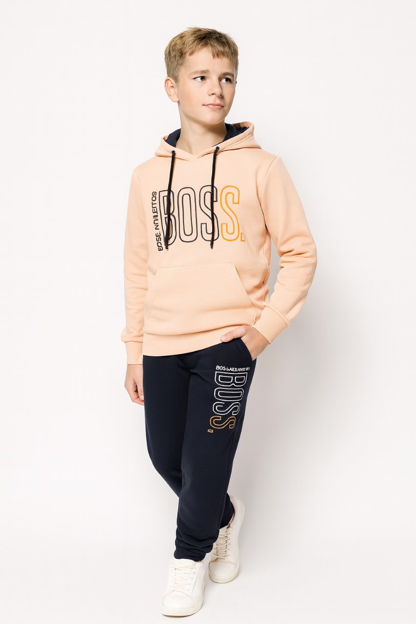 Boys' 'BOSS' Athleisure Fleece Hoodie & Joggers Tracksuit Set (Ages 9-16)/MH