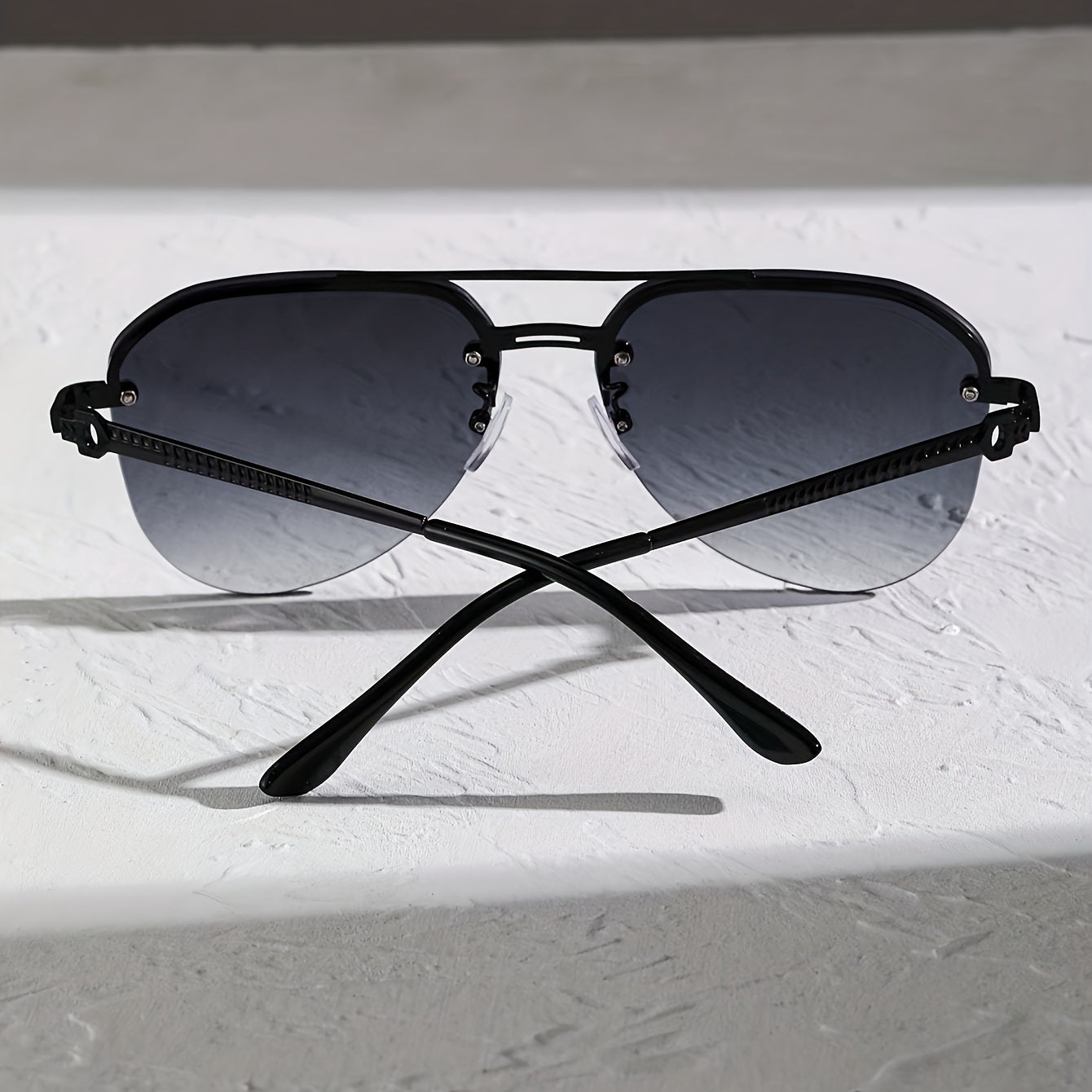 Fashion Glasses For Women Men Gradient Rimless Metal Shades .