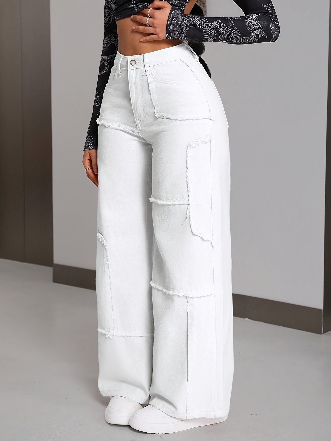 Women's High-Waisted Wide-leg Jeans -/MH