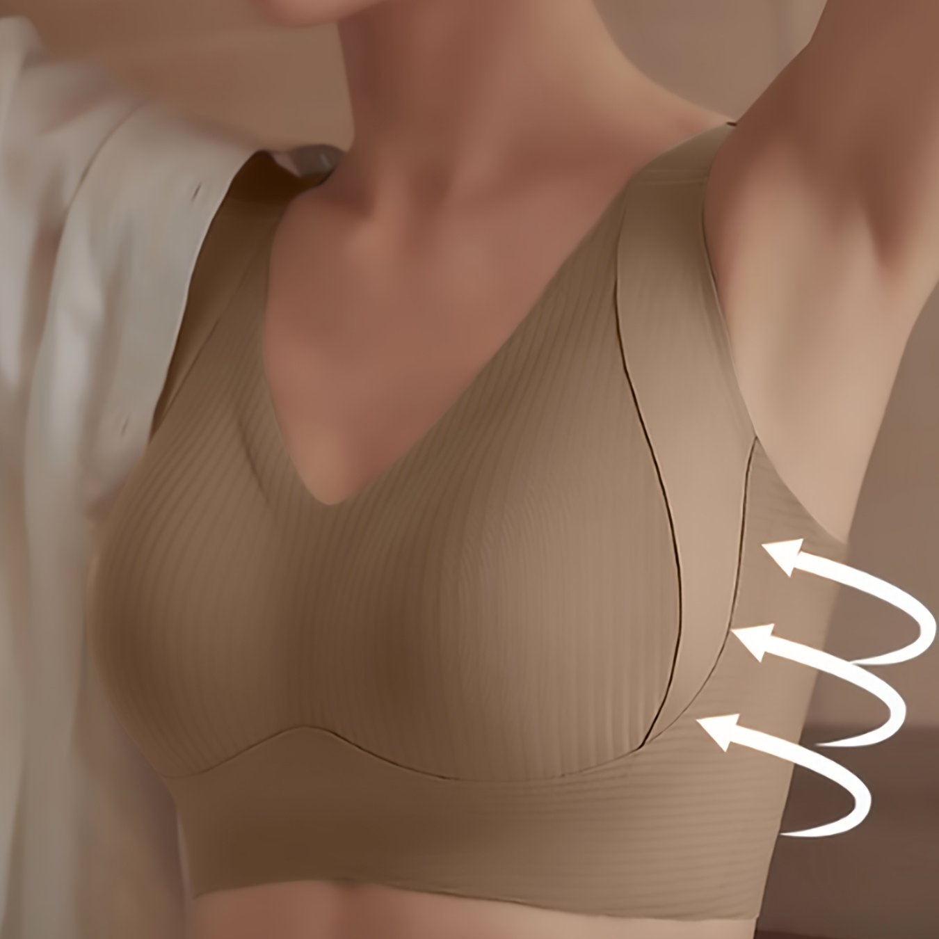 1pc Seamless Wireless Bra, Elegant Solid Color, Breathable & Comfort./MH