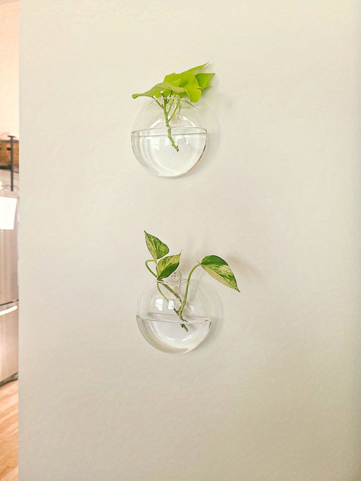 2pcs/ 4pcs/ 6pcs Wall Hanging Glass Terrariums Planter Oblate Flower Vase For Hydroponics Plants Gift, Home Office Living Room Decor