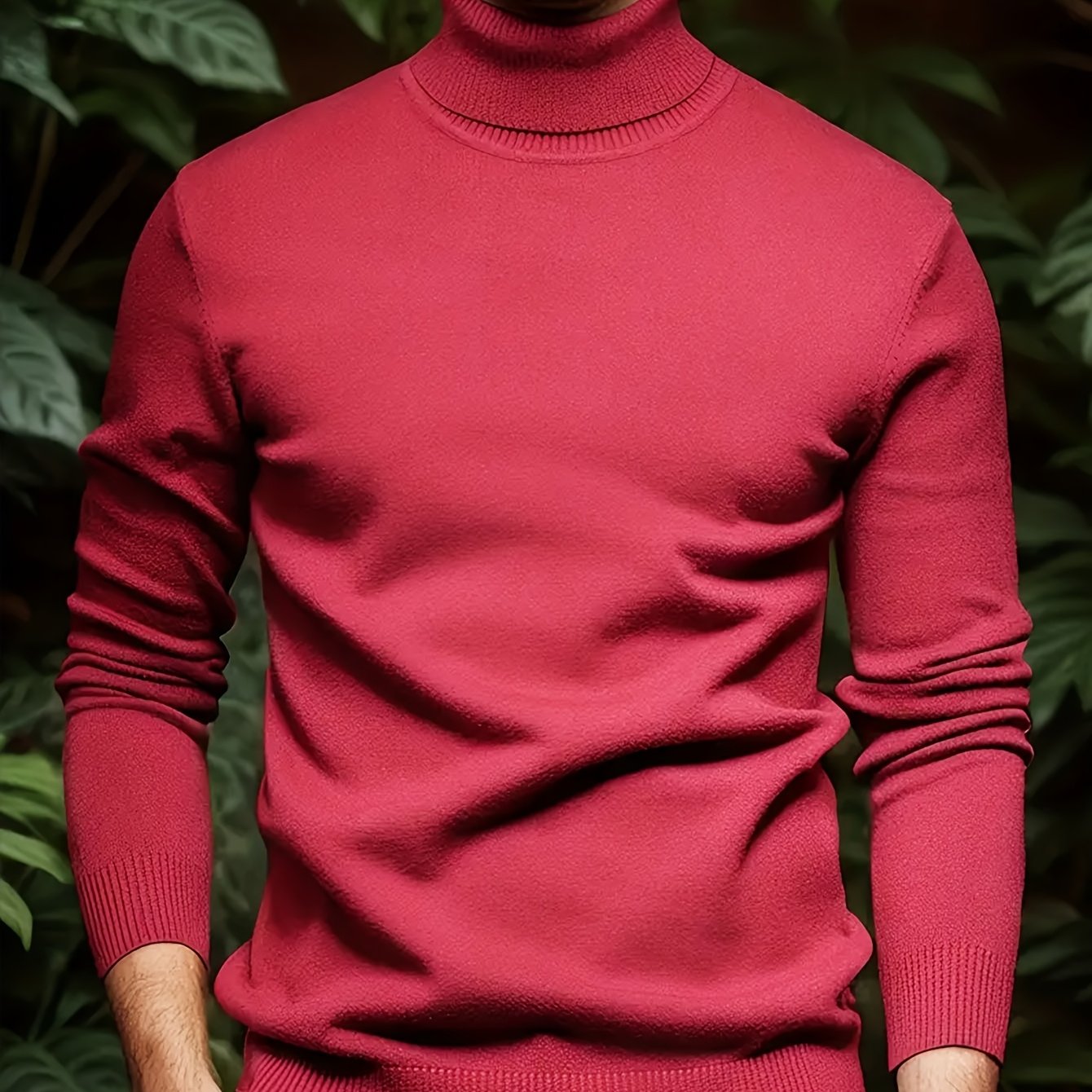 Men's Casual Solid Color Turtleneck Sweater .