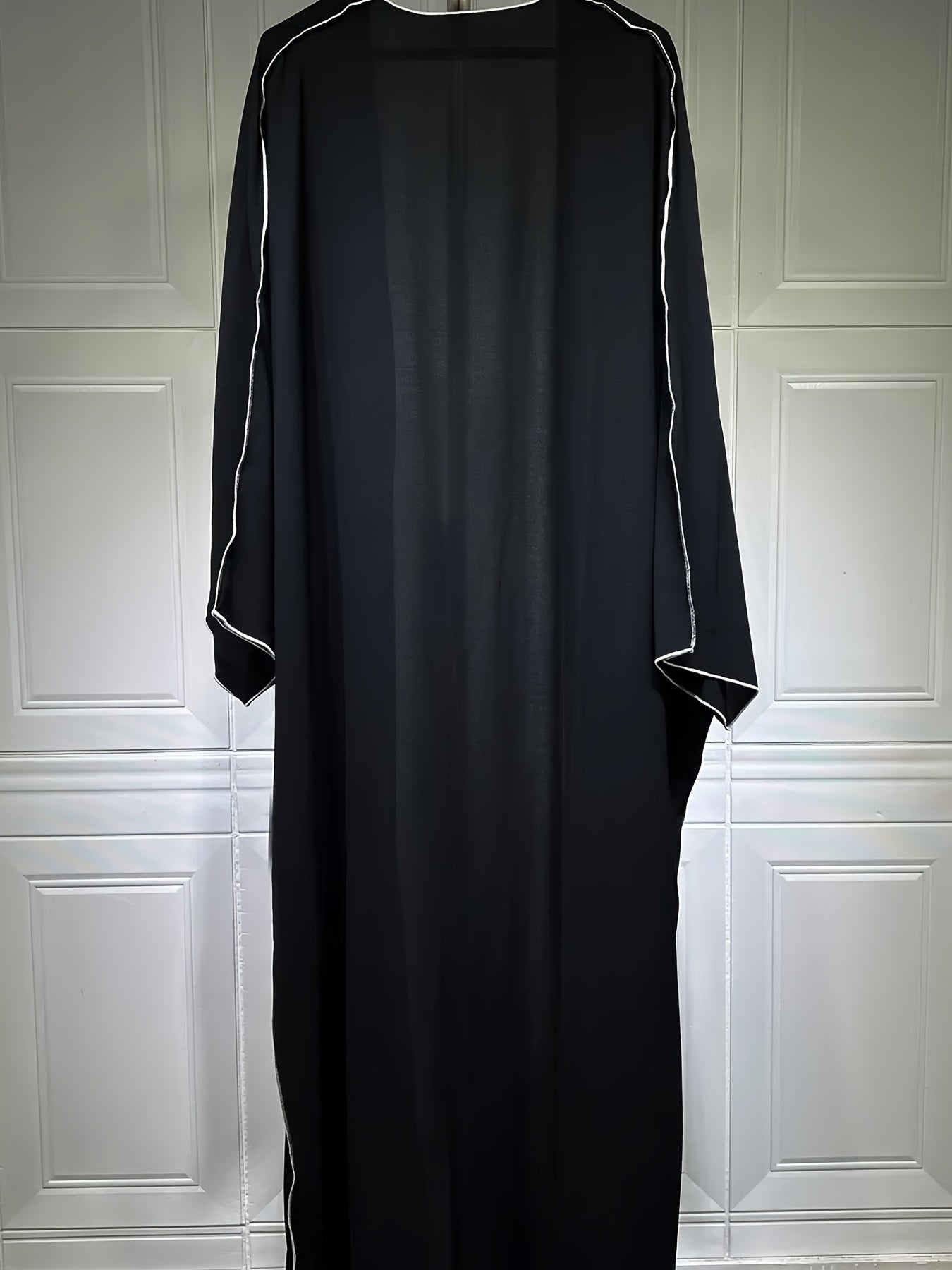 Solid Crew Neck Long Sleeve Kaftan Dress, /MH