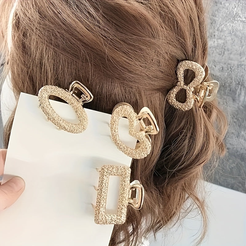 5pcs Elegant Hollow Out Hair Claw Clips Retro Non Slip Hair Grab Clips For Women And Daily Use Wear